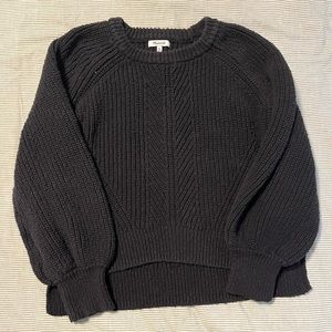 Madewell Black High-Low Cropped Sweater 100% Cotton Size XL